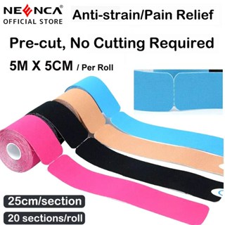 Neenca 5cmX 5M Băng Kinesiology Cắt sẵn Tập thể dục đàn hồi Miếng dán cơ Loại I Băng tập thể dục thể thao chống thấm nước và thoáng khí Băng tiêm bắp