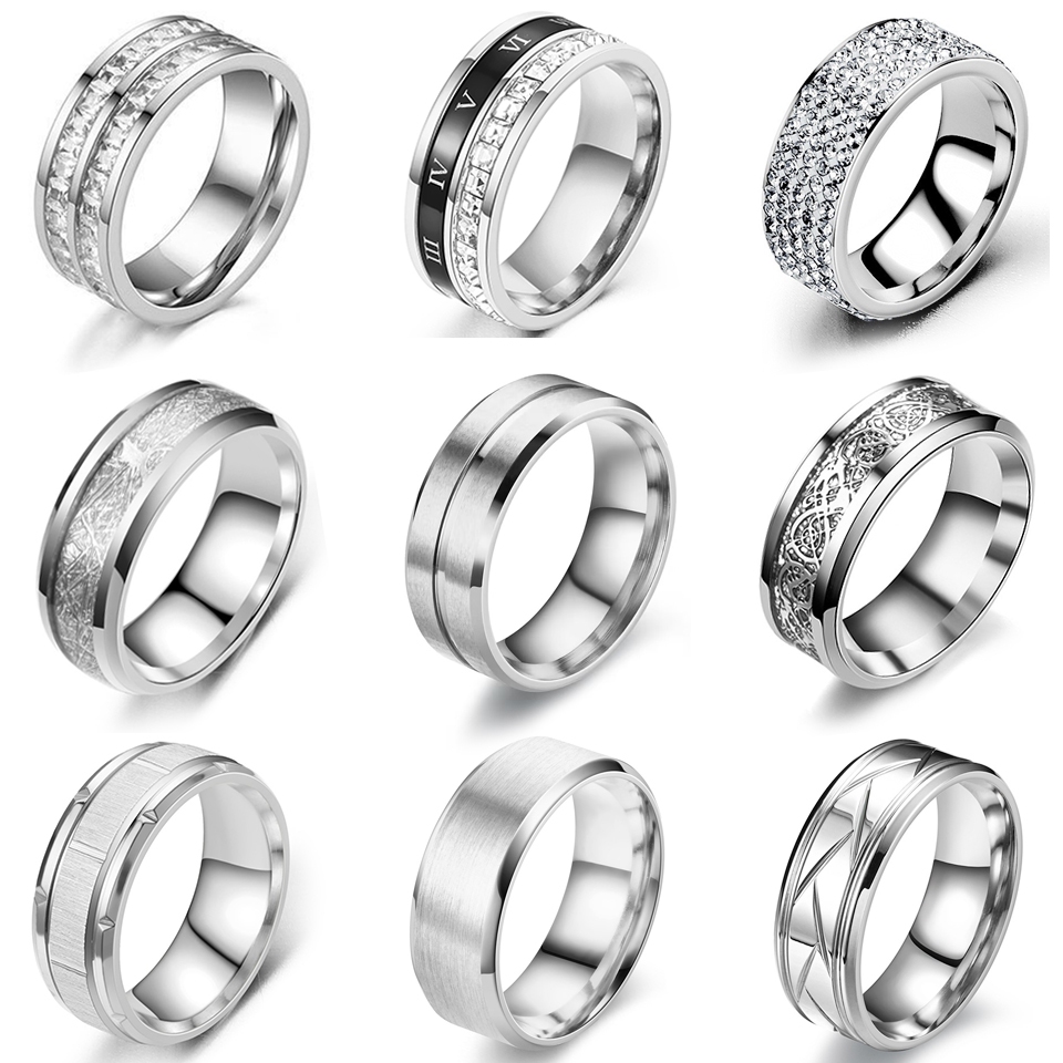 mùa hè Nhẫn Thép Titan Thiết Kế Đơn Giản Thanh Lịch Cho Nam