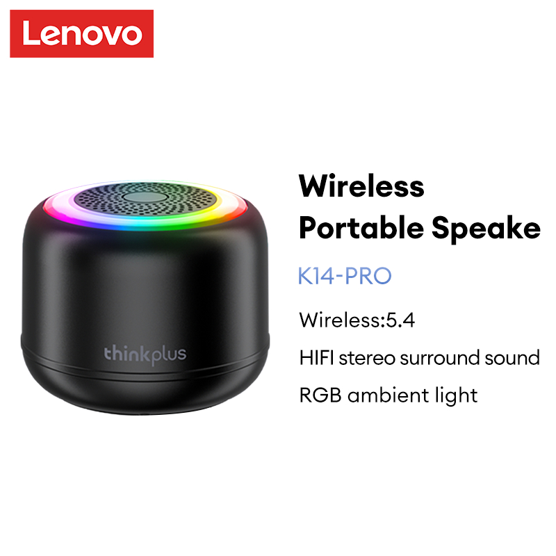 Loa Bluetooth Lenovo K14 Pro Không dây di động Ghép nối 360° Đèn LED âm thanh vòm âm thanh nổi