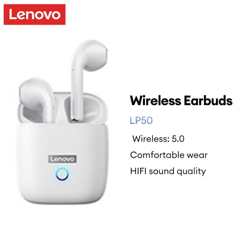 Tai nghe nhét tai không dây LENOVO LP50 bluetooth 5.0 âm thanh hifi giảm tiếng ồn thoải mái có mi cờ