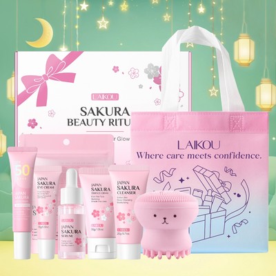 Laikou Sakura Mini Chăm Sóc Da Bộ Quà Tặng Radiant Skin Tone Smooth Skin Texture Hydration Hộp Quà Tặng Túi Quà Sinh Nhật Ngày Của Mẹ Tặng