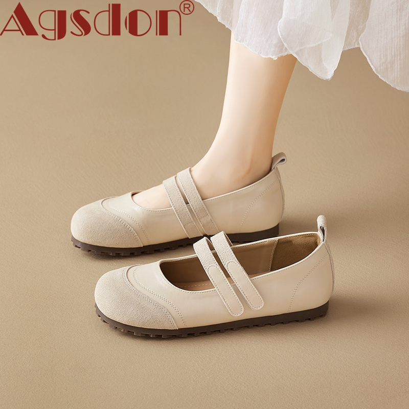 Giày Sandal Đế Bằng Agsdon Nữ Phong Cách Mới Mary Jane Giày Puff Dễ Thương