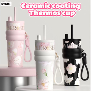 【STAR+ Cốc giữ nhiệt inox 316, lớp lót tráng gốm, cốc giữ nhiệt cà phê dung tích lớn, cốc ống hút ô tô, cốc uống nước, cốc nước trẻ em kín chống rò rỉ 710ml