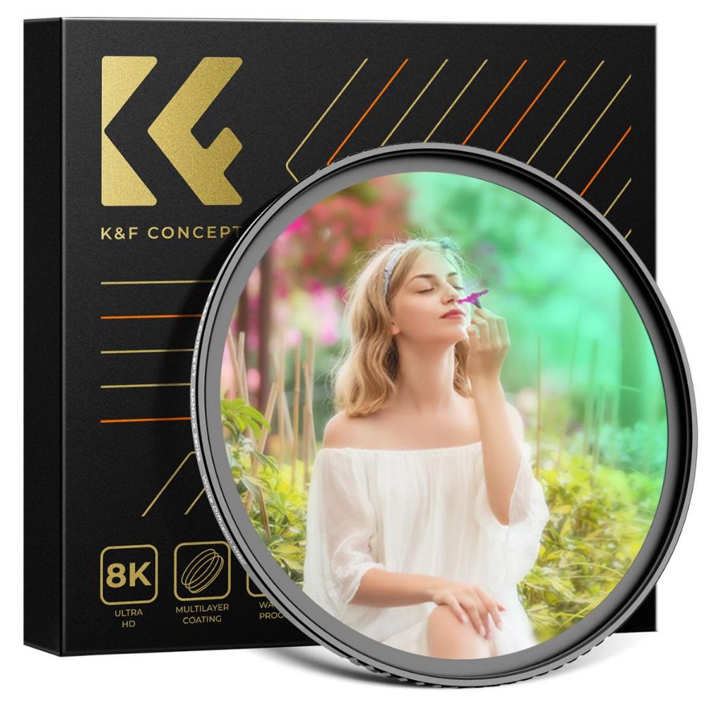 K & F Concept 49-82mm White Pro Mist 1 / 4 Bộ lọc ống kính Bộ lọc hiệu ứng điện ảnh, Bộ lọc khuếch tán trắng mềm HD Dreamy với lớp phủ 28 lớp cho ống kính máy ảnh