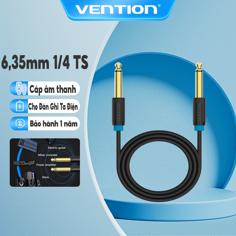 Dây cáp 6,5mm âm thanh Vention Đầu 6.35mm 1/4 Ts Cho Đàn Ghi Ta Điện