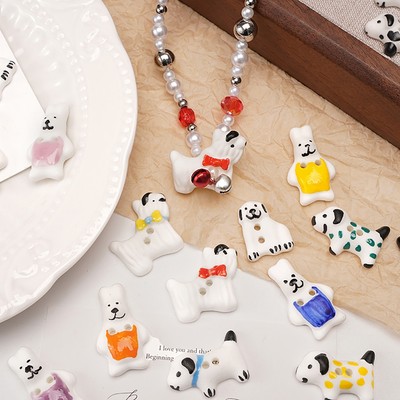 1 Cái / gói Đáng Yêu Nút Gốm Hoạt Hình Hạt Gốm Hoạt Hình Thỏ Chó Con Nút Hạt DIY Trang Sức Hạt DIY Quần Áo Hạt Hạt Hạt Hạt