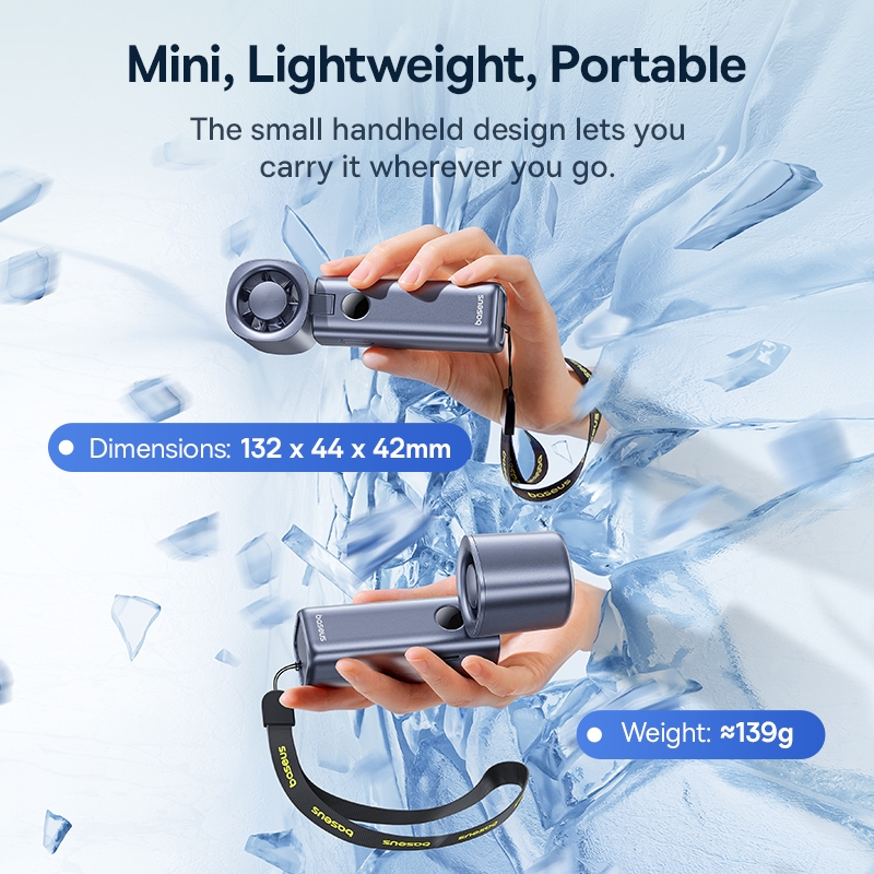 Quạt cầm tay có thể gập lại tốc độ cao Baseus GoTrip DT1 Max. 19000RPM 5 Cài Đặt Tốc Độ Dung Lượng 4000mAh 139g Nhẹ | BigBuy360 - bigbuy360.vn