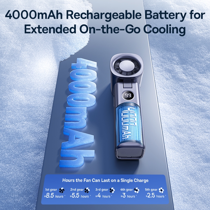 Quạt cầm tay có thể gập lại tốc độ cao Baseus GoTrip DT1 Max. 19000RPM 5 Cài Đặt Tốc Độ Dung Lượng 4000mAh 139g Nhẹ | BigBuy360 - bigbuy360.vn