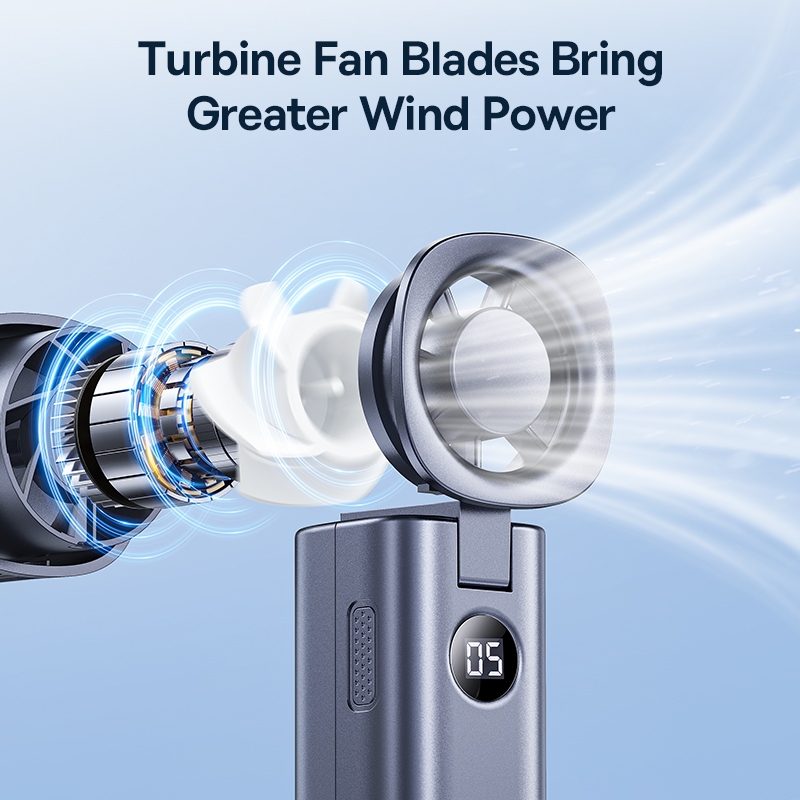 Quạt cầm tay có thể gập lại tốc độ cao Baseus GoTrip DT1 Max. 19000RPM 5 Cài Đặt Tốc Độ Dung Lượng 4000mAh 139g Nhẹ | BigBuy360 - bigbuy360.vn