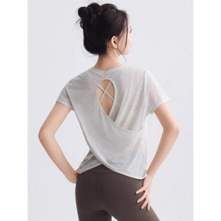 Áo thun thể thao phù hợp chặt chẽ cho nữ Áo thun tập Yoga ngắn tay khô nhanh Áo thun chạy bộ Pilates Áo thun gợi cảm lưng thể dục