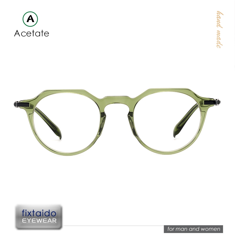 Khung kính hình vương miện thời trang, Kính quang cận thị bằng sợi Acetate xanh, Nam nữ có sẵn, Kết 