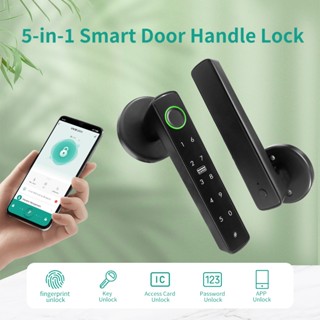 Tuya Bluetooth APP Khóa cửa vân tay thông minh có mật khẩu Khóa cơ học Mở khóa cho cửa gỗ Tay cầm đơn Cuộc sống thông minh