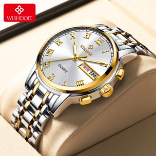 WISHDOIT Đồng hồ cặp đôi dạ quang có dây bằng thép không gỉ chống thấm nước phong cách doanh nhân cho cặp đôi 100% chính hãng