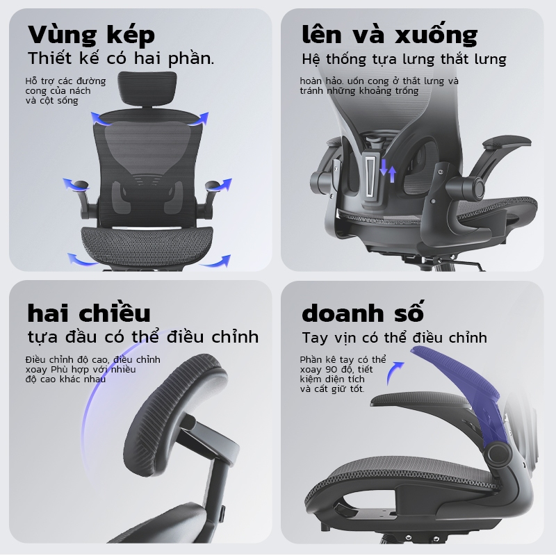 Ghế công thái học Xpanse W901 Đệm ngồi thoáng khí, phù hợp không gian nhỏ | ghế làm việc | ghế xoay văn phòng | BigBuy360 - bigbuy360.vn