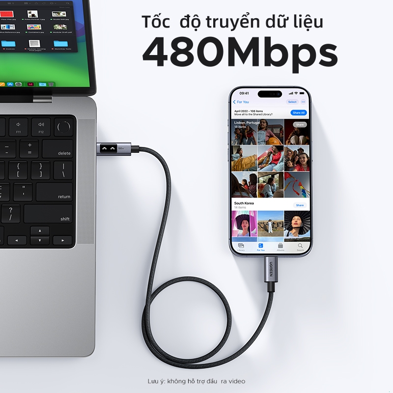 Cáp sạc nhanh UGREEN Uno 100W Type C E-Marker cho iPhone 16 Pro Max cho iPhone 15 Series Samsung S24 S23 Ultra iPad Pro Macbook | BigBuy360 - bigbuy360.vn