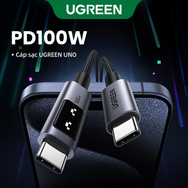 Cáp sạc nhanh UGREEN Uno 100W Type C E-Marker cho iPhone 16 Pro Max cho iPhone 15 Series Samsung S24 S23 Ultra iPad Pro Macbook | BigBuy360 - bigbuy360.vn