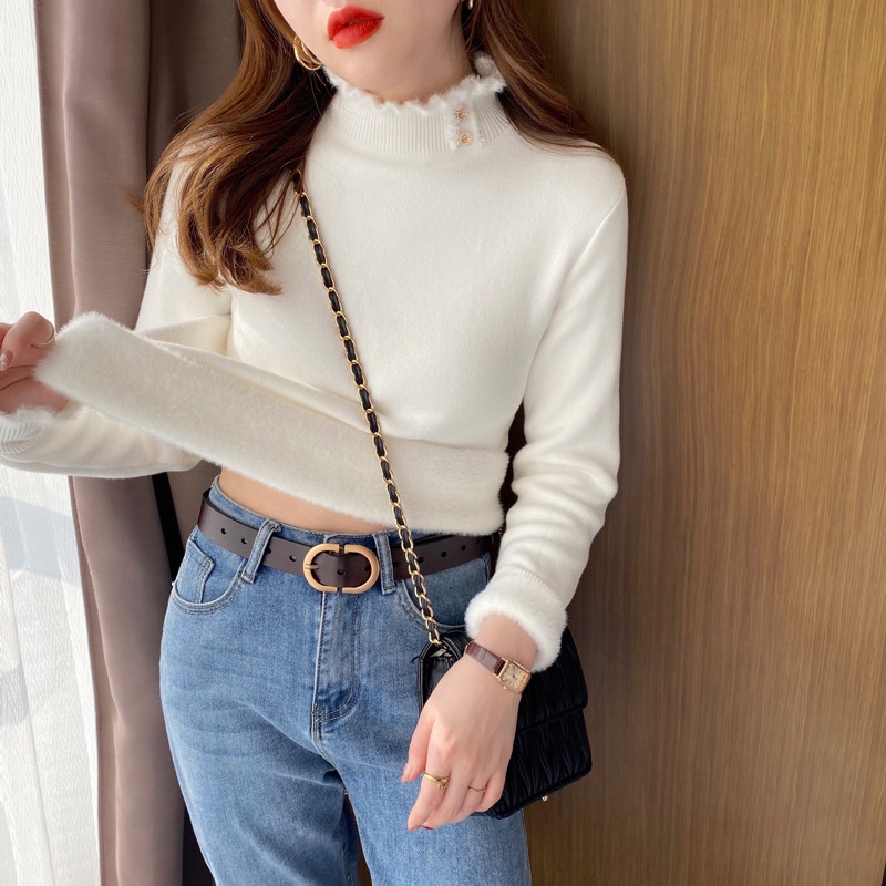 YAYUAN Áo len dài tay nữ dày lót | BigBuy360 - bigbuy360.vn