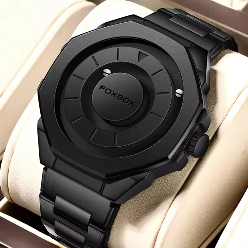Foxbox Đồng hồ nam mới Cuộn con trỏ từ lực chống nước Đồng hồ đeo tay thạch anh thời trang chống nướ