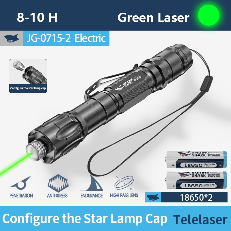Smiling SHARK JG0715 Con trỏ Laser Siêu sáng Đèn Laser USB Bút sạc Laser Xanh Ligth Đồ chơi siêu bền