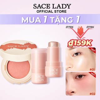  Combo Phấn Má Hồng + Bắt Sáng Dạng Thỏi SACE LADY Màu Sắc Lâu Trôi Đa năng Kết Cấu Mượt Mà Trang điểm Mặt 