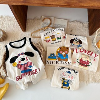 Quần áo trẻ sơ sinh thời trang Áo liền quần không tay thoáng khí hoạt hình mỏng cho bé trai và bé gái