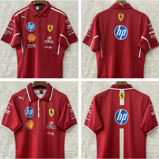 Bộ đồ đua xe màu đỏ Ferrari 2025 Bộ đồ bóng bầu dục nam ngắn tay áo polo 1: 1