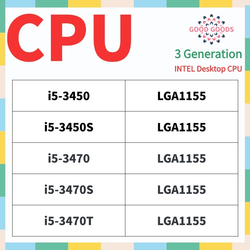 I5-3450 i5-3450S i5-3470 i5-3470S i5-3470T CPU máy tính để bàn INTEL Core thế hệ thứ 3 LGA1155