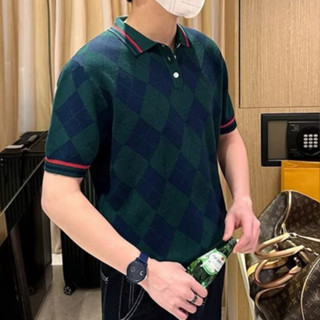 Nam Tay Ngắn Sọc Áo Sơ Mi polo Co Giãn Thoáng Mát Đan Vải Đen M-3XL Meason B46