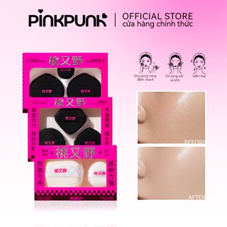 Set bông mút PinkPunk Mút trang điểm chất liệu cotton mềm mại có thể dùng khô hoặc bóp ẩm