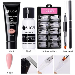 Ur sugar Bộ 4 Lọ gel poly 15ml Đắp Móng Tay Nối Dài Bằng acrylic Trong Suốt