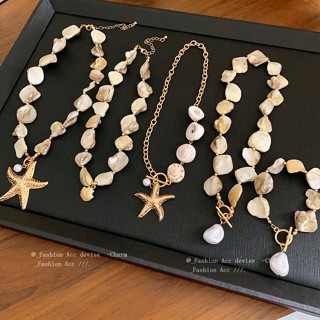 Vỏ không đều sao biển ngọc trai vòng cổ vòng tay bên bờ biển ngày lễ gió xương đòn chuỗi ánh sáng sang trọng cao cấp