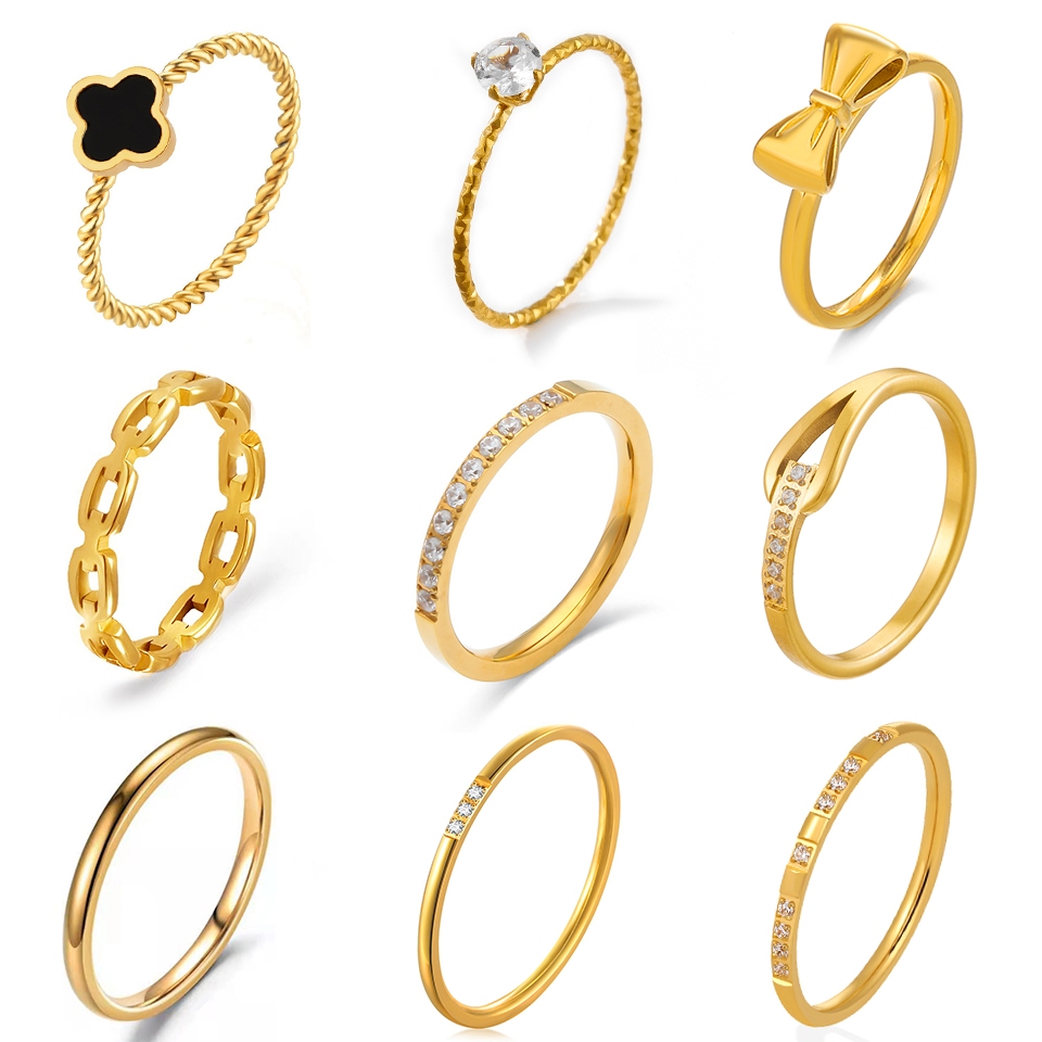 Nhẫn MAYEBE LAVEND thép titan trồng vàng 18k Nhẫn đôi thời trang