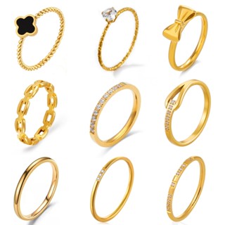 Nhẫn MAYEBE LAVEND thép titan trồng vàng 18k Nhẫn đôi thời trang