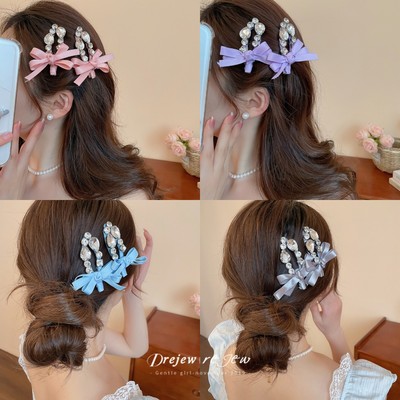 Drejew Kim Cương nơ nước thả tóc Hàn Quốc ngọt ngào và thời trang bên mỏ vịt kẹp niche phụ kiện tóc cao cấp dành cho nữ