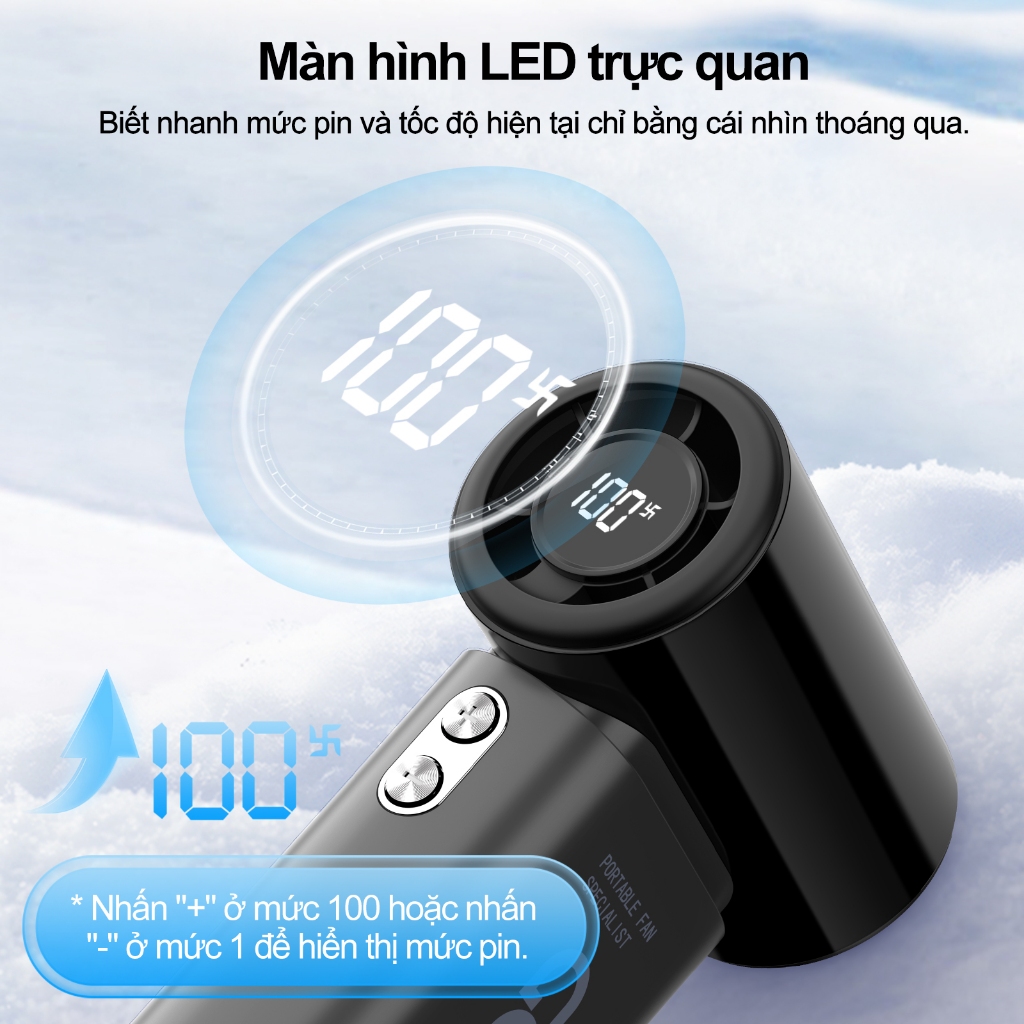 GOOJODOQ Quạt Mini GFS007 Gió di động mạnh 100 bánh tốc độ gió ​​Quạt cầm tay Turbo có thể điều chỉnh tốc độ cao ​​20000rpm cho thể thao ngoài trời | BigBuy360 - bigbuy360.vn