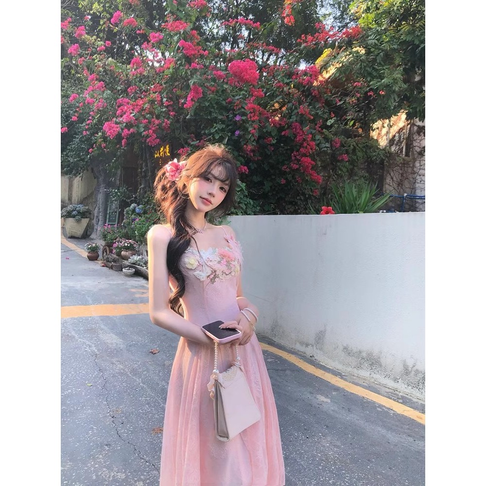 Pháp Ngọt Ngào Pure Desire Hoa Lưới Camole Đầm 2025 Xuân Hè Bộ Sưu Tập Mới | BigBuy360 - bigbuy360.vn