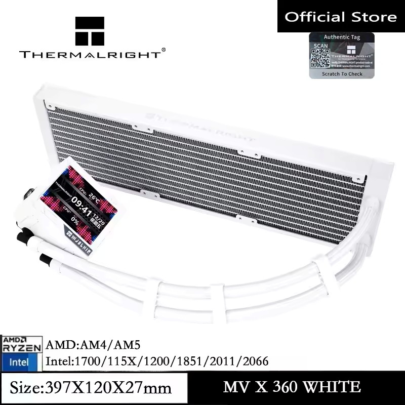 Thermalright MJOLNIR VISION 360 X Bộ tản nhiệt làm mát nước trắng Màn hình LCD 3,5 inch hỗ trợ hoạt 