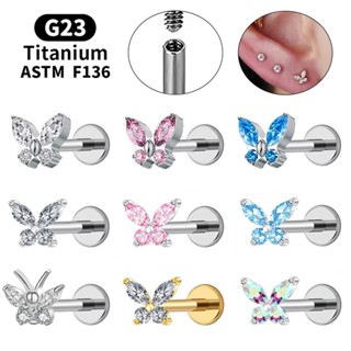  1 PC 6   8   10mm 16G G23 Thép Titan Bướm Sụn Bông Tai Tai Khuyên Môi Xỏ Ốc Xoắn Xuyên 