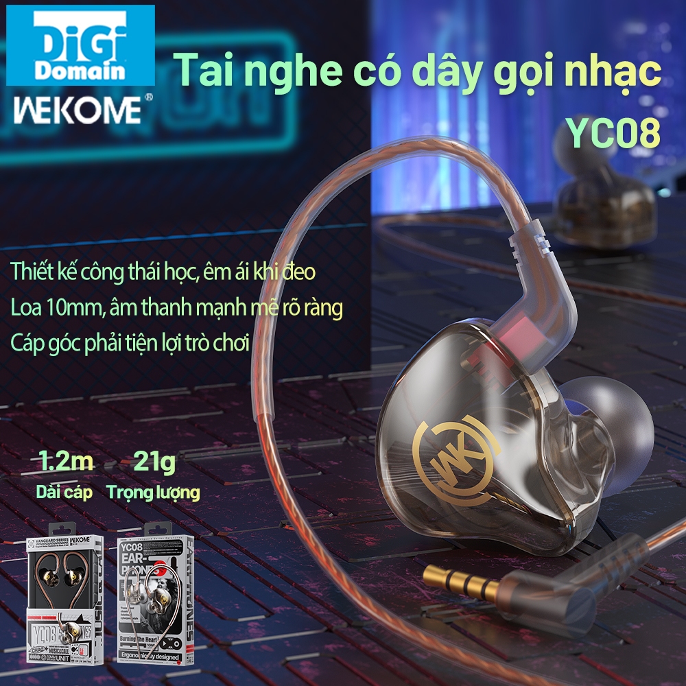DiGi Domain Tai Nghe WEKOME Chính Hãng Có Dây 1.2m Hi-Fi Bass Thể Thao Có Micro Nghe Nhạc Chơi Game YC08 | BigBuy360 - bigbuy360.vn