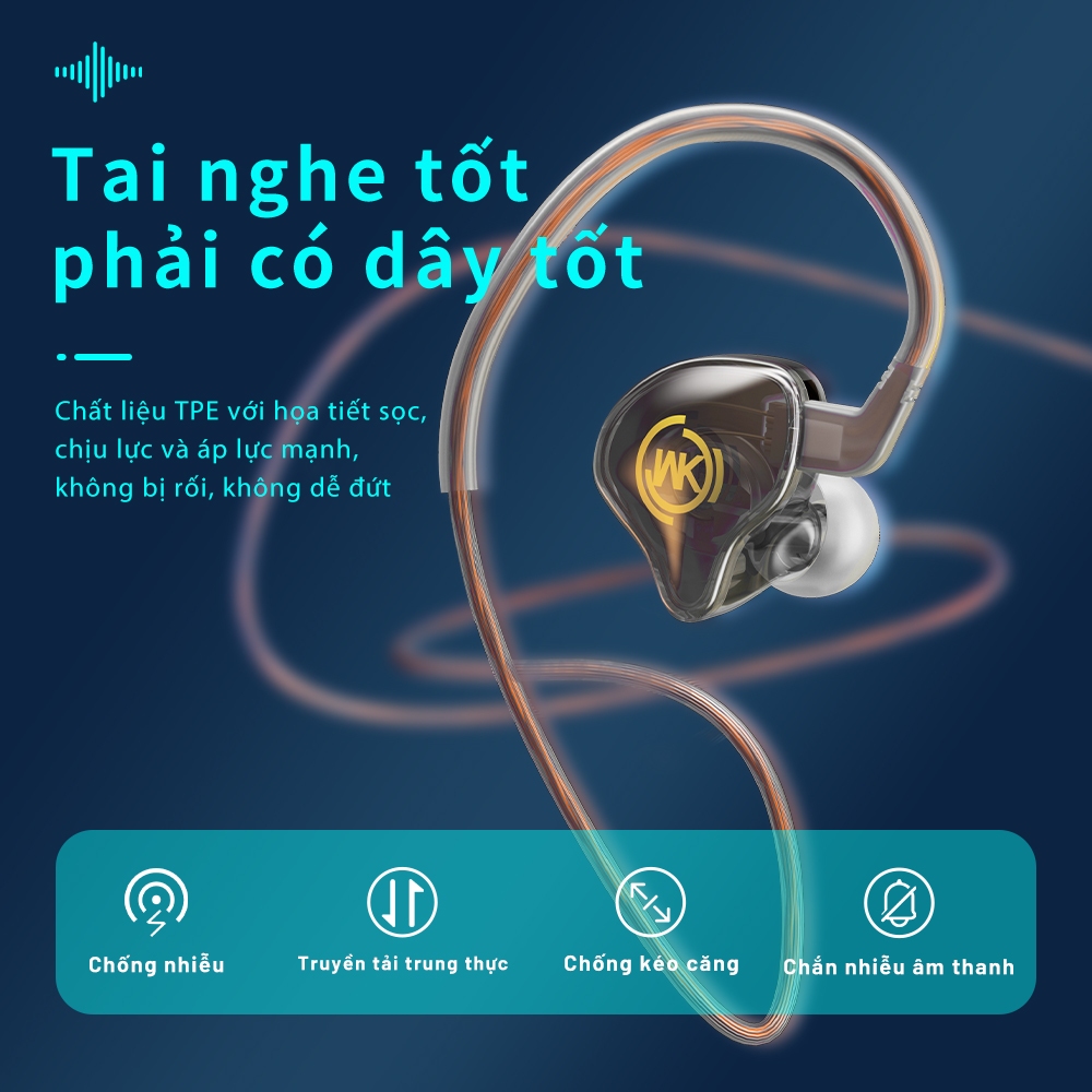 DiGi Domain Tai Nghe WEKOME Chính Hãng Có Dây 1.2m Hi-Fi Bass Thể Thao Có Micro Nghe Nhạc Chơi Game YC08 | BigBuy360 - bigbuy360.vn
