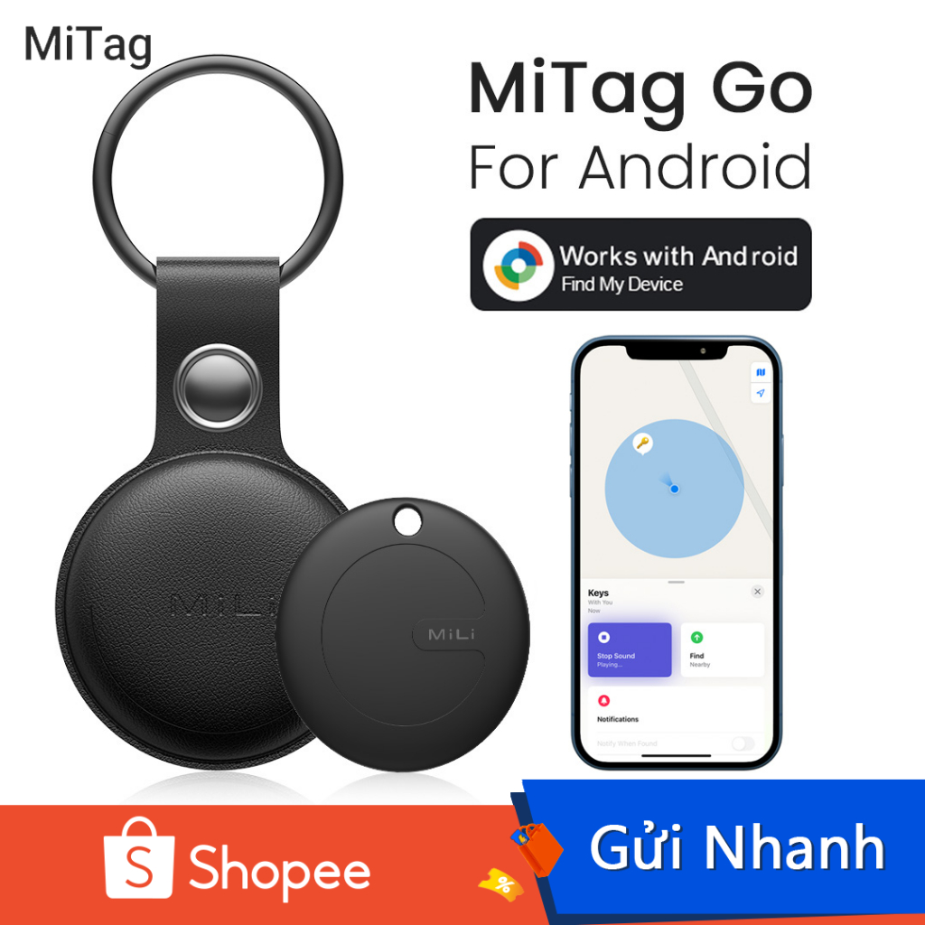 Mili MiTag Go GPS Bluetooth Tracker cho Android Keys Finder và Pet Locator Hoạt động với Google Find