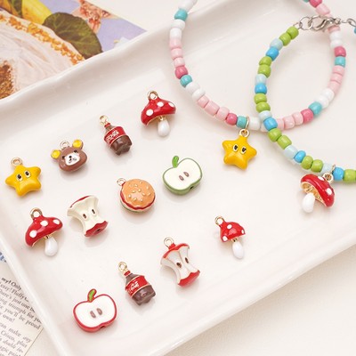 Beadia 1 Miếng Apple, Nấm, Ngôi Sao Gấu Và HambergerAlloy Nhỏ Giọt Dầu Mặt Dây Chuyền Cho DIY Vòng Tay Vòng Cổ Bông Tai Trang Sức Phụ Kiện