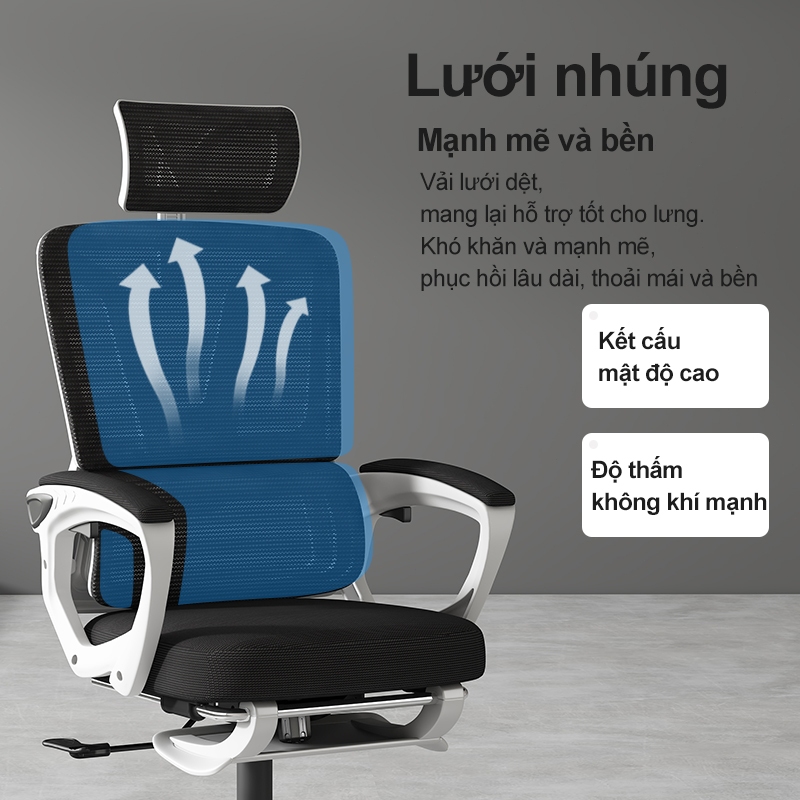 BRTHORY Ghế Công Thái Học kèm chỗ để chân, ghế xoay văn phòng uốn cong chống mỏi lưng bọc lưới thoáng khí tránh | BigBuy360 - bigbuy360.vn