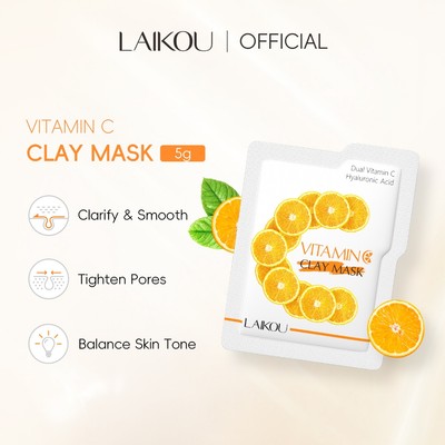 Mặt nạ đất sét làm sáng LAIKOU Vitamin C Làm sạch sâu lỗ chân lông Mặt nạ bùn tăng cường rạng rỡ 5g