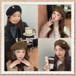 Louislife Cotton Nữ Mũ Nồi Mùa Đông Mũ Vintage Kẻ Sọc Pháp Hàng Đầu Quân Sự Họa Sĩ Mũ Thu Đông Phố Hình Bát Giác Mũ Nồi WSD