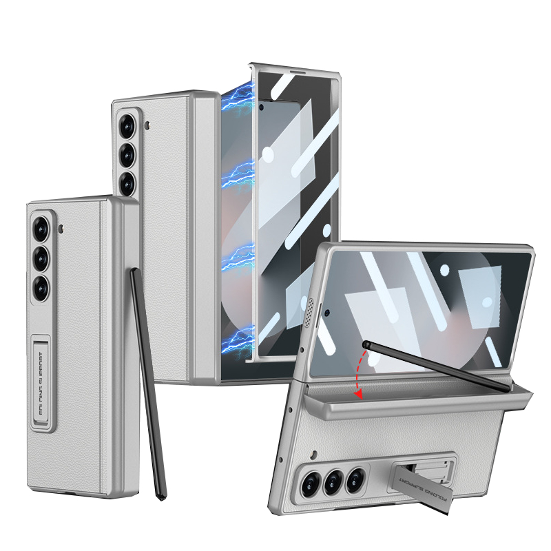 Dành Cho Samsung Galaxy Z Fold 6 Ốp Lưng Fold5film Tích Hợp Da Đồng Bằng Bút Fold6 Bản Lề Bao Gồm Bả