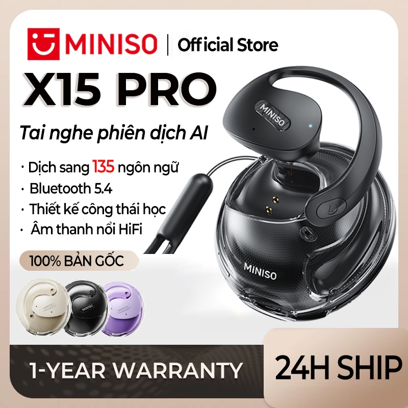 Miniso X15 Pro Tai Nghe Phiên Dịch AI tai nghe dịch thuật Bluetooth 5.4 Tai nghe dịch AI Tai nghe ASMR Âm thanh nổi ba chiều 3D Dịch 135 ngôn ngữ Tai nghe mở Tai nghe không dây Âm thanh nổi Chống nước | BigBuy360 - bigbuy360.vn