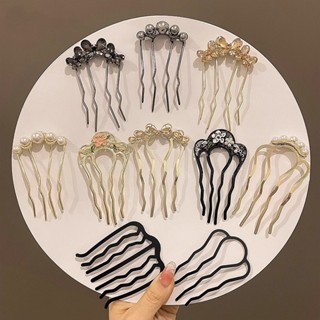 Kim Cương Giả Ngọc Trai Bốn Gót Lược Tấm Tóc Cố Định Hình Chữ u Kẹp Tóc Nữ Lược Tóc Mũ Đội Đầu