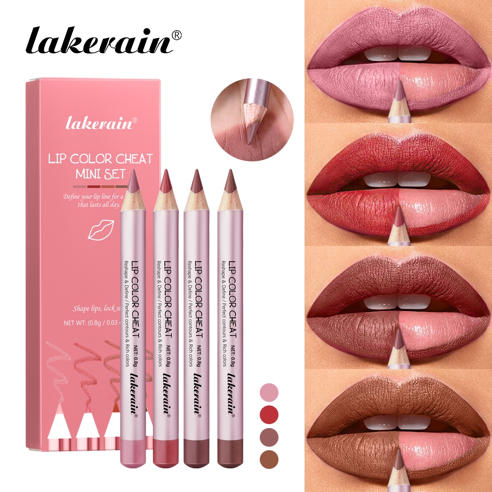 Lakerain Lip Cheat Lip Liner Mini Set, Nude Matte Lipstick Pencil Long Lasting Chống Thấm Nước Lip P