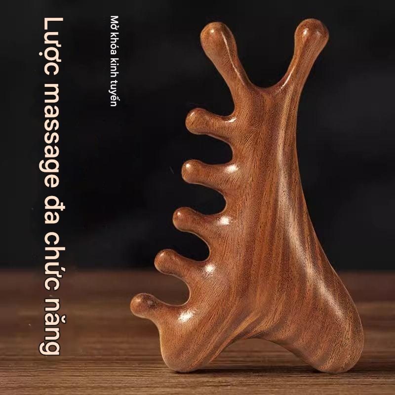 Lược Massage Gỗ Đàn Hương 4 Trong 1 Cơ Thể Da Đầu Kinh Tuyến Lược Chống Tĩnh Điện Đầu Rộng Massage Lược Đa Năng Đầu Máy Mát Xa Mặt Gua Sha Mũi Cạp Rụng TócTherapy